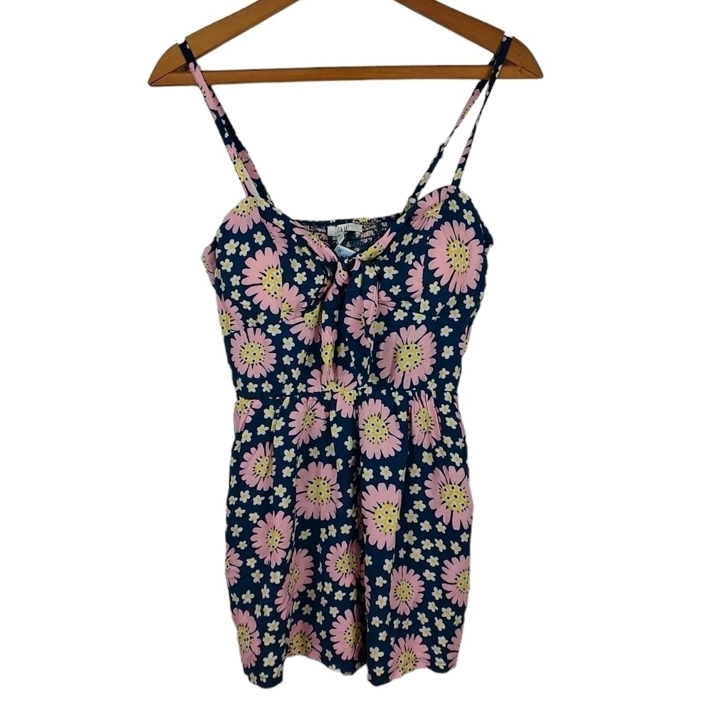 AUW Blue Pink Floral Print Romper S